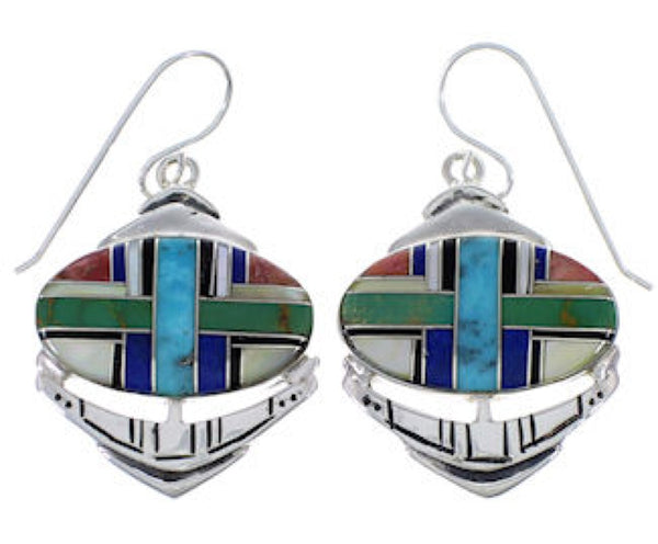Multicolor Inlay Southwest Hook Dangle Earrings PX32791